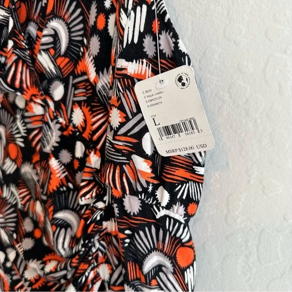 Free People Daria Halter Maxi Dress Size L Black Orange Low Back Wrap Slit Plun… - Picture 3 of 9